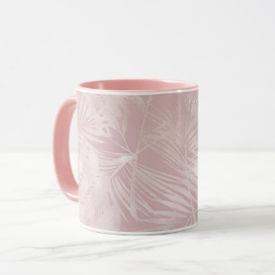 Mug Rose Gold rose Botanique Tropical Palm Tree Feuill