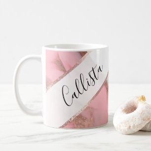 Mug Rose Gold Rose Girly Moderne Marbre Peint