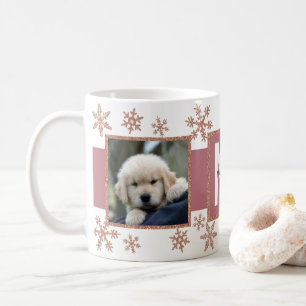 Mug Rose Gold Snowflake 2 Monogramme photo Noël