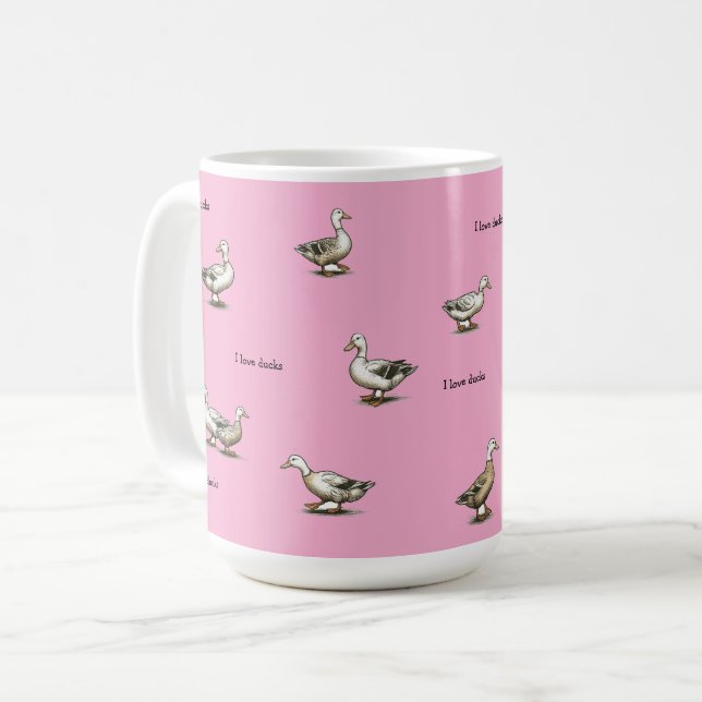 Mug Rose J'adore Les Canards (Devant gauche)