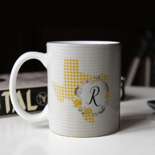 Mug Rose jaune du Texas - En vichy Monogramme