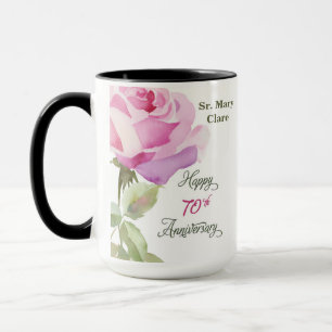 Mug Rose Jubilé du 70ème Anniversaire Nun Custom Name