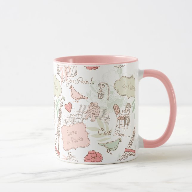 Mug Rose lunatique de Tour Eiffel de Paris (Droite)