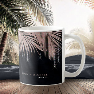 Mug Rose Mariage  or/marine Joyau Palm Leaf ID830