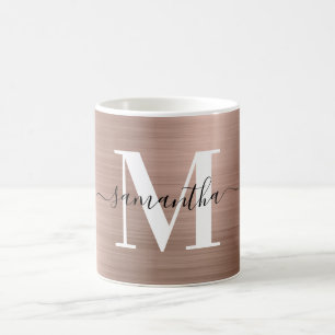 Mug Rose métallique Signature or Monogramme