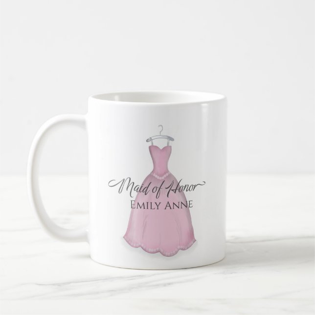 Mug Rose Mignonne Simple Demoiselle D'Honneur Personna (Gauche)