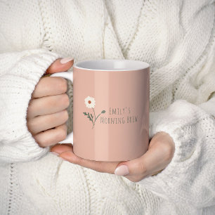 Mug Rose Minimaliste Daisy & Texte Moderne Ferme