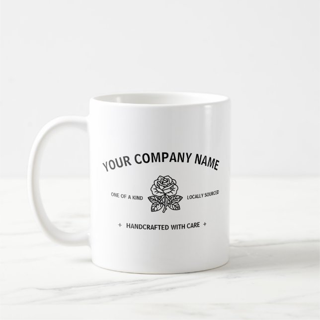 Mug Rose moderne | Entreprise Noir Blanc Personnalisab (Gauche)