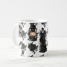 Rose noire gothique & Lanterne vintage Fantastique