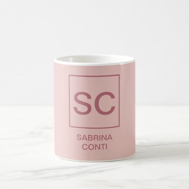 Mug Rose or couleur professionnelle simple nom monogra (Centre)