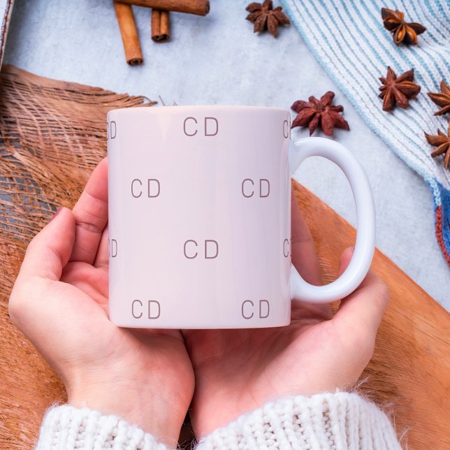 Mug Rose or rousse monogramme initiales motif (Créateur téléchargé)
