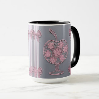 Mug Rose Pâle en Dentelle de Style Shabby Chic avec Mo
