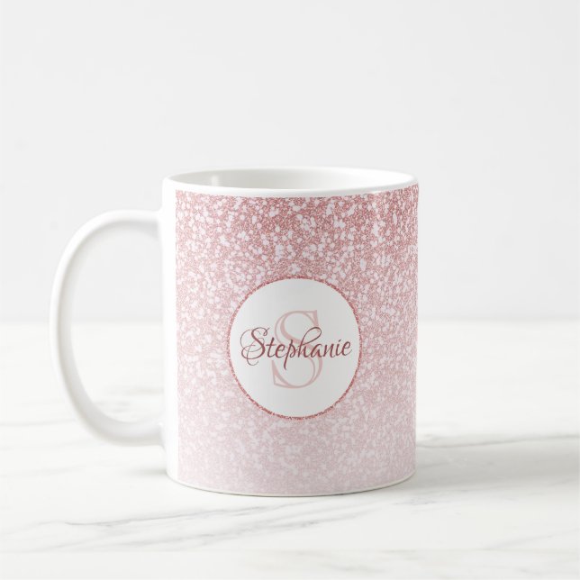 Mug Rose Parties scintillant or Blush Ombre rond Monog (Gauche)