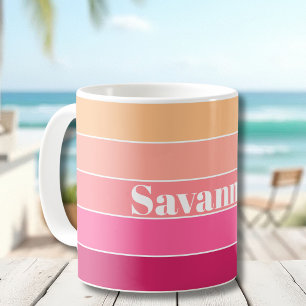Mug Rose Pêche Été Personnalisé Bloc de Couleurs Rayur