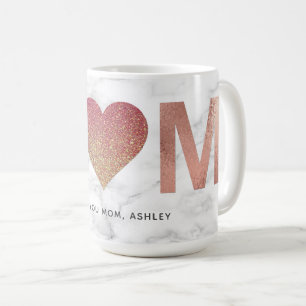 Mug Rose personnalisé Parties scintillant d'or Maman F