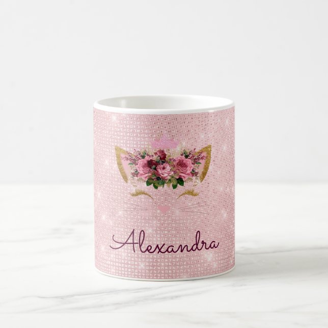 Mug Rose Princess Kitten Rose Gold Blush Pink Parties  (Centre)