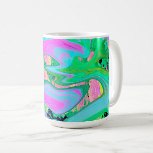 Mug Rose Rétro et Art Liquide Bleu Clair sur Hydrangea