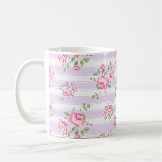 Mug Rose rose classique et café à rayures Cottage Core