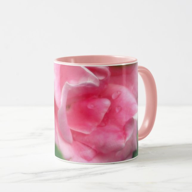 Mug Rose rose dans la boue de boisson en pleine florai (Devant droit)