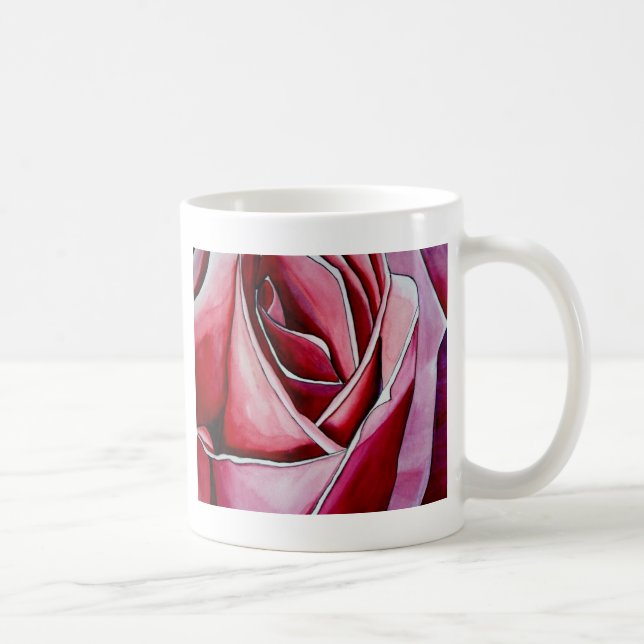 Mug Rose Rose macro fleurs aquarelle art abstrait (Droite)