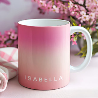 Mug Rose rose rose moderne Ombre Gradient Personnalisé