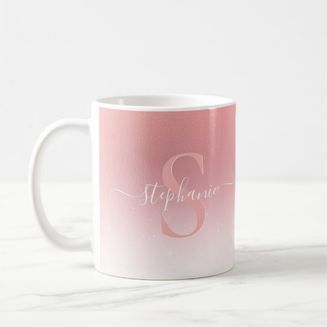 Mug Rose rose Shimmer Parties scintillant fille Monogr (Gauche)