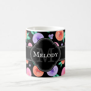 Mug Rose rose / violet couleur Motif sur noir
