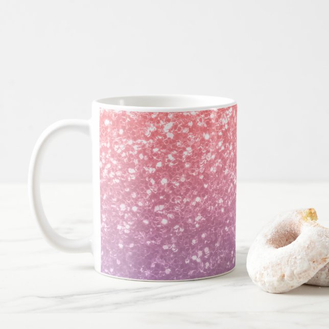 Mug Rose rose violet lavande faux pétille parties scin (Avec donut)