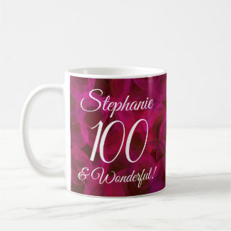 Mug Rose Rouge Élégante 100 et Anniversaire Merveilleu