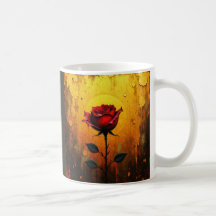 Rose rouge sur fond or