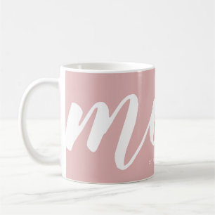 Mug Rose Simple Typographie Maman EST.Mug