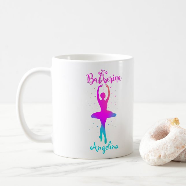 Mug Rose Turquoise Personnalisé Ballerina (Avec donut)