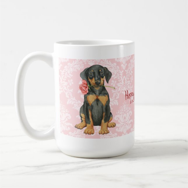 Mug Rose Valentine Doberman (Gauche)