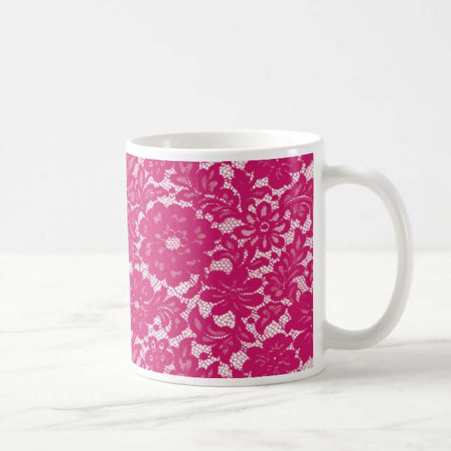 Mug Rose vif en dentelle (Droite)