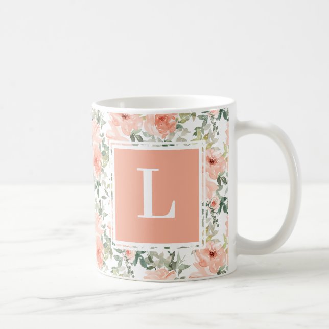 Mug Rose Vintage rose monogramme (Droite)