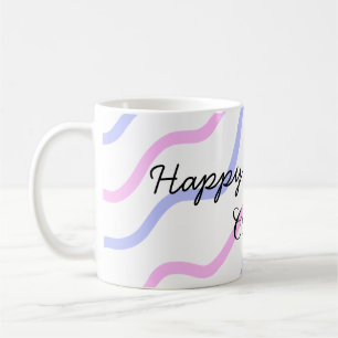 Mug Rose violet rayures heureux anniversaire ajouter n