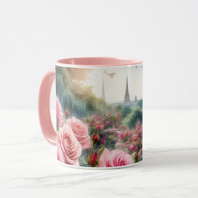 Mug Roseraie Parisienne Tour Eiffel Rose  (Devant gauche)