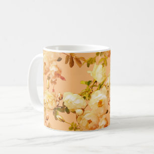 Mug Roses blanches romantiques sur arrière - plan oran