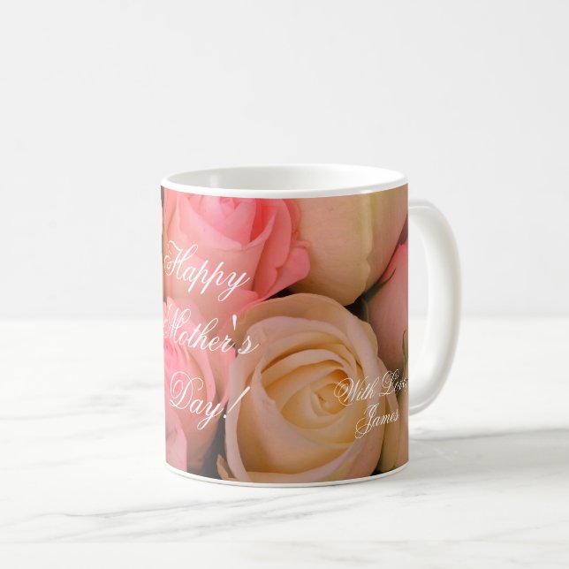 Mug Roses blanches roses joyeuses Fête des Mères Flora (Devant droit)