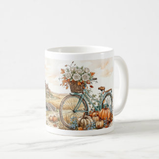 Mug roses blanches vintage et citrouille d'Hallowe