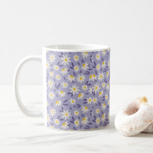Mug roses bleues, blanches et jaunes