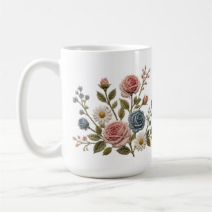 Mug Roses brodées Blush & Blue