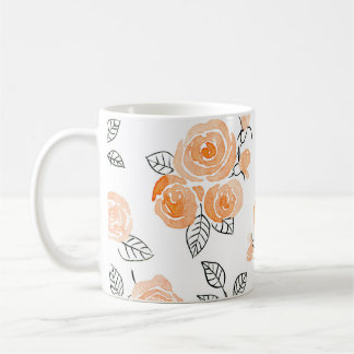 Mug Roses d'aquarelle : Arrière - plan blanc d'encre