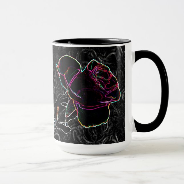 Mug Roses de Néon rouge et violet tenant les mains sur (Droite)