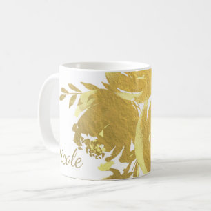Mug Roses dorées Faux Feuille Élégant Moderne Floral G