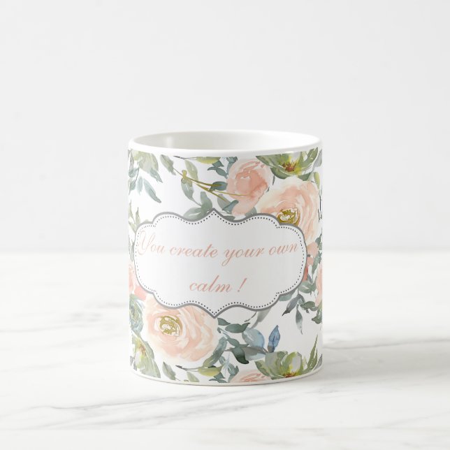 Mug Roses élégants, Message Motivationnel (Centre)
