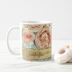 Mug Roses Heirloom avec Damask Ajouter Name