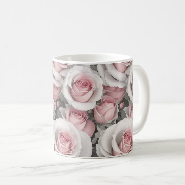 Mug Roses roses et blanches (Devant droit)