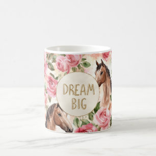 Mug Roses roses roses Chevaux Parties scintillant d'or