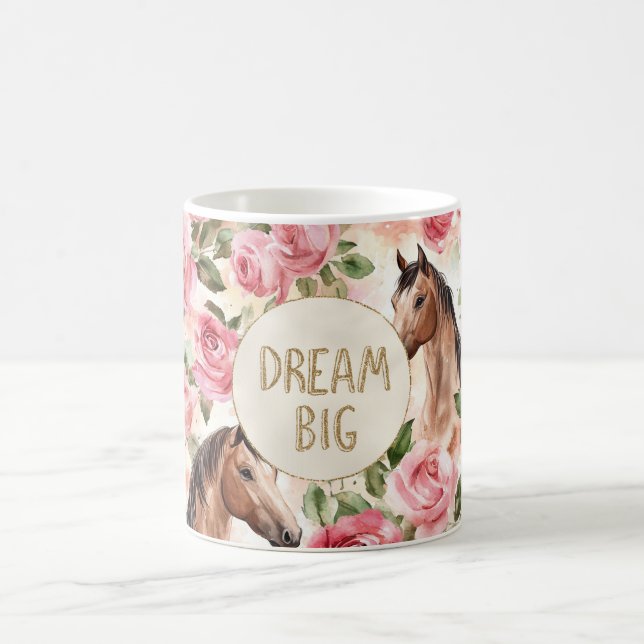 Mug Roses roses roses Chevaux Parties scintillant d'or (Centre)